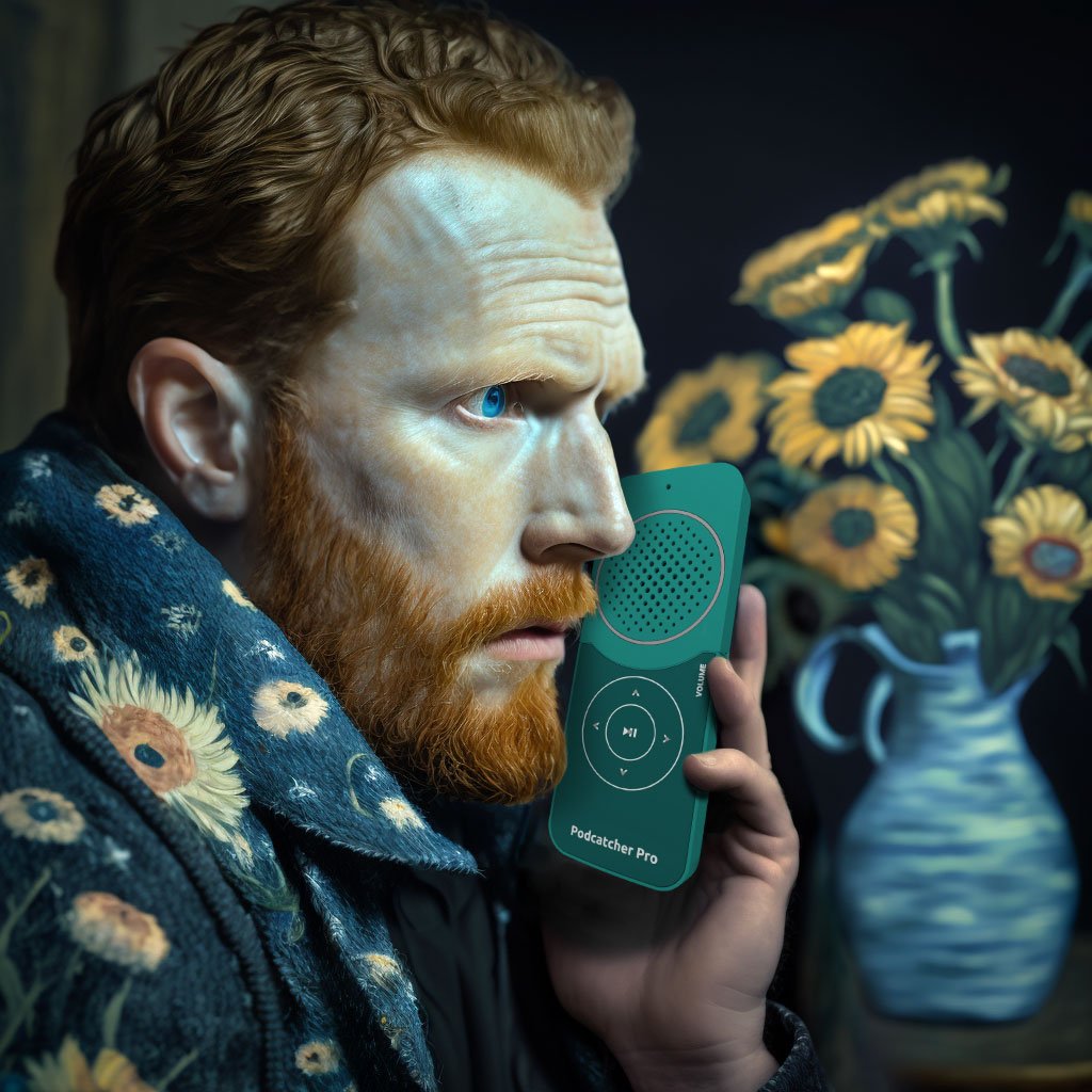 Vincent van Gogh listening to the Podcatcher Pro